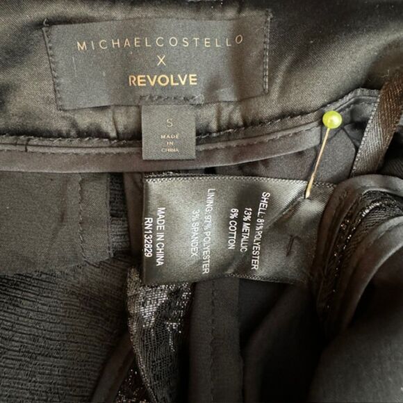 MICHAEL COSTELLO x REVOLVE WAVERLY BLACK SHIMMER CRINKLE PANTS SIZE SMALL NWOT - Picture 12 of 12